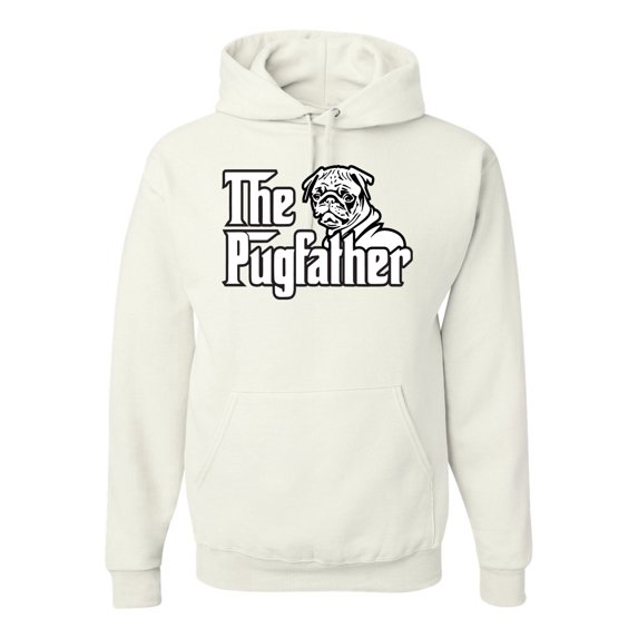Wild Bobby,The Pugfather Funny Godfather Movie Logo Pug Parody, Father's Day, Unisex Graphic Hoodie Sweatshirt, White, 2XL