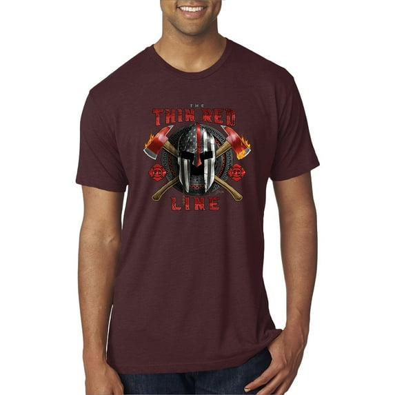 Wild Bobby, The Thin Red Line Spartan Helmet Patriotic Eagle Mens Premium Tri Blend Tee, Cardinal, XX-Large