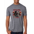 thumbnail image 1 of Wild Bobby, The Thin Red Line Spartan Helmet Patriotic Eagle Mens Premium Tri Blend Tee, Premium Heather, Medium, 1 of 6