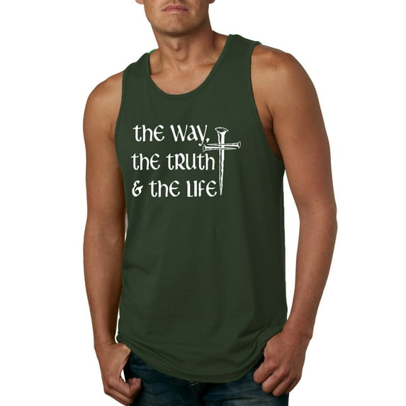 Wild Bobby The Way, The Truth & The Life Inspirational/Christian Men Graphic Tank Top, Forest Green, 3X-Large