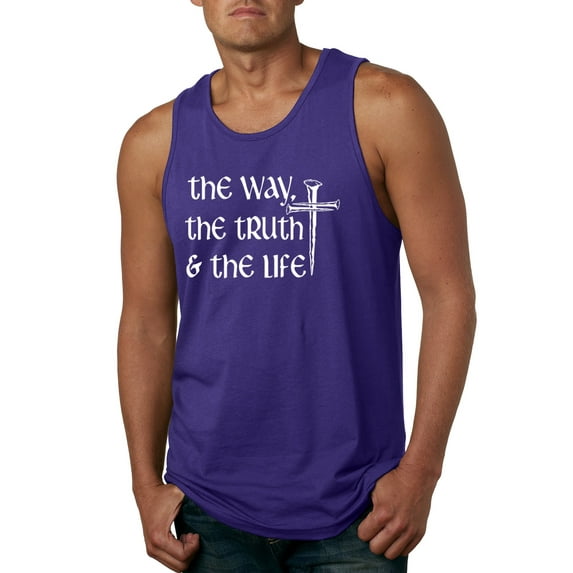 Wild Bobby The Way, The Truth & The Life Inspirational/Christian Men Graphic Tank Top, Purple, XX-Large