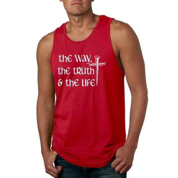 Wild Bobby The Way, The Truth & The Life Inspirational/Christian Men Graphic Tank Top, Red, XX-Large