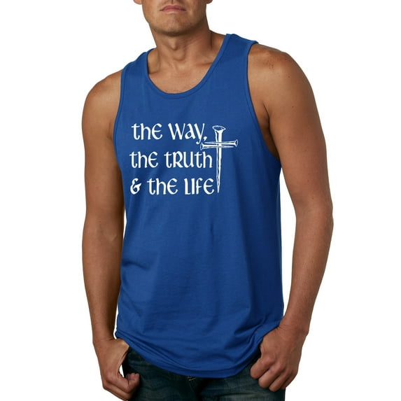 Wild Bobby The Way, The Truth & The Life Inspirational/Christian Men Graphic Tank Top, Royal, XX-Large