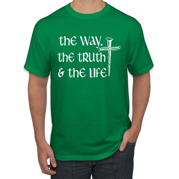 Wild Bobby The Way, The Truth & The Life Inspirational/Christian Men Graphic Tee, Kelly, Small