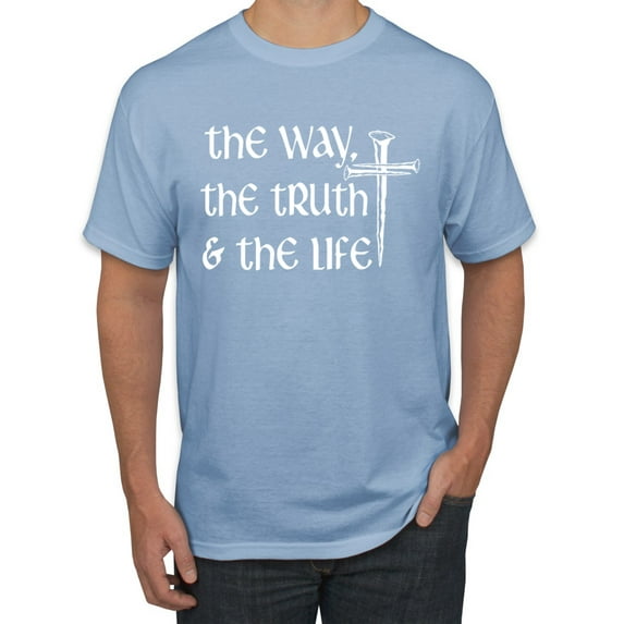 Wild Bobby The Way, The Truth & The Life Inspirational/Christian Men Graphic Tee, Light Blue, 3X-Large