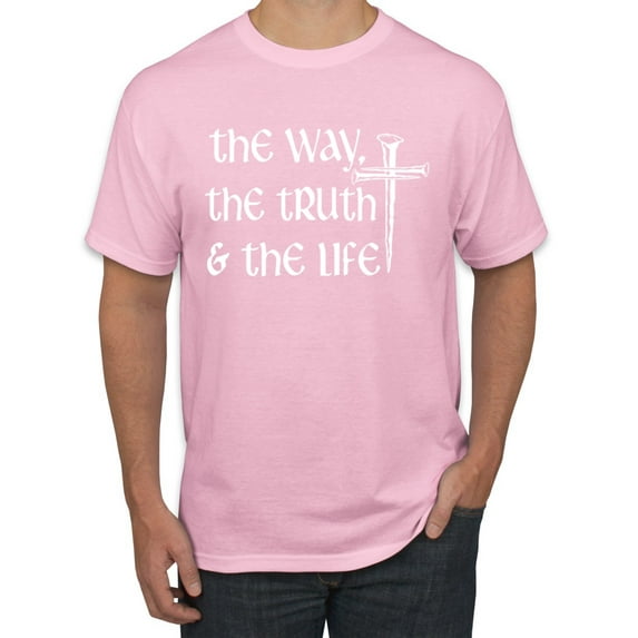 Wild Bobby The Way, The Truth & The Life Inspirational/Christian Men Graphic Tee, Light Pink, Large