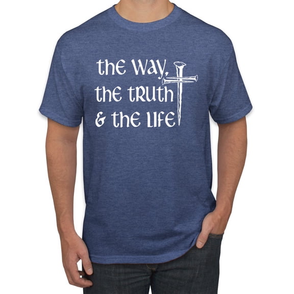 Wild Bobby The Way, The Truth & The Life Inspirational/Christian Men Graphic Tee, Vintage Heather Blue, Large