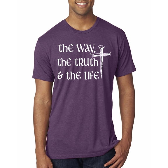 Wild Bobby The Way, The Truth & The Life Inspirational/Christian Men Premium Tri Blend Tee, Vintage Purple, Medium
