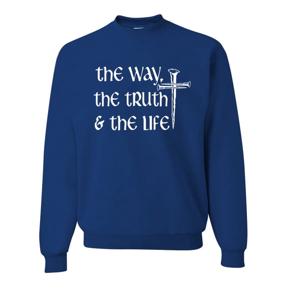 Wild Bobby The Way, The Truth & The Life Inspirational/Christian Unisex Crewneck Graphic Sweatshirt, Royal, 3X-Large