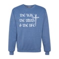 thumbnail image 1 of Wild Bobby The Way, The Truth & The Life Inspirational/Christian Unisex Crewneck Graphic Sweatshirt, Vintage Heather Blue, 3X-Large, 1 of 5