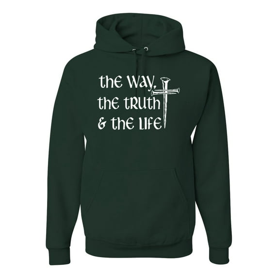 Wild Bobby The Way, The Truth & The Life Inspirational/Christian Unisex Graphic Hoodie Sweatshirt, Forest Green, X-Large