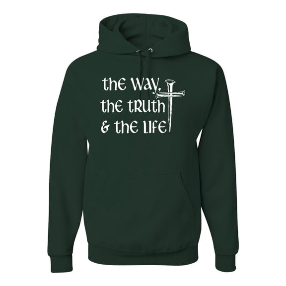 Wild Bobby The Way, The Truth & The Life Inspirational/Christian Unisex Graphic Hoodie Sweatshirt, Forest Green, X-Large