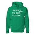 thumbnail image 1 of Wild Bobby The Way, The Truth & The Life Inspirational/Christian Unisex Graphic Hoodie Sweatshirt, Kelly, X-Large, 1 of 5