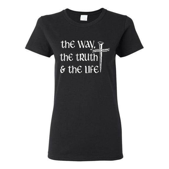 Wild Bobby The Way, The Truth & The Life Inspirational/Christian Women Graphic Tee, Black, 3X-Large