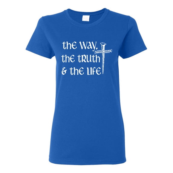 Wild Bobby The Way, The Truth & The Life Inspirational/Christian Women Graphic Tee, Royal, Small
