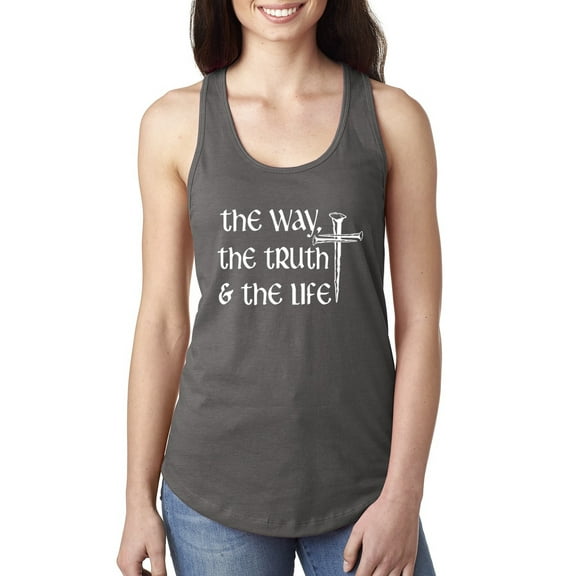 Wild Bobby The Way, The Truth & The Life Inspirational/Christian Women Racerback Tank Top, Dark Grey, Large