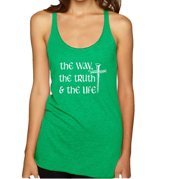 Wild Bobby The Way, The Truth & The Life Inspirational/Christian Women Tri-Blend Racerback Tank Top, Envy, Small