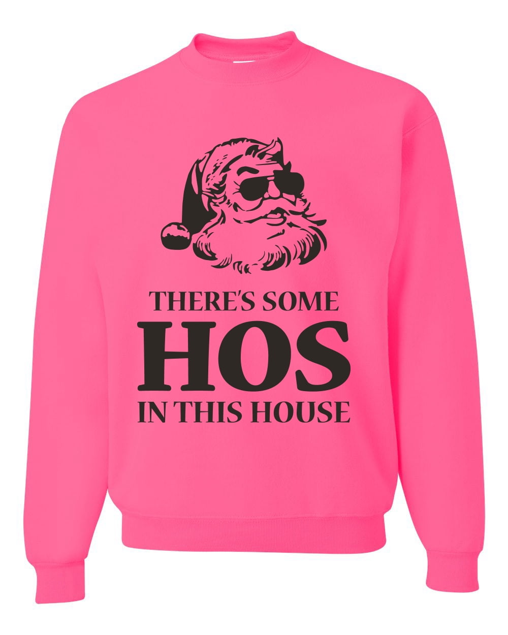 Wild Bobby Theres in this House Ugly Christmas Sweater Unisex Crewneck Graphic Sweatshirt Neon Pink X Large