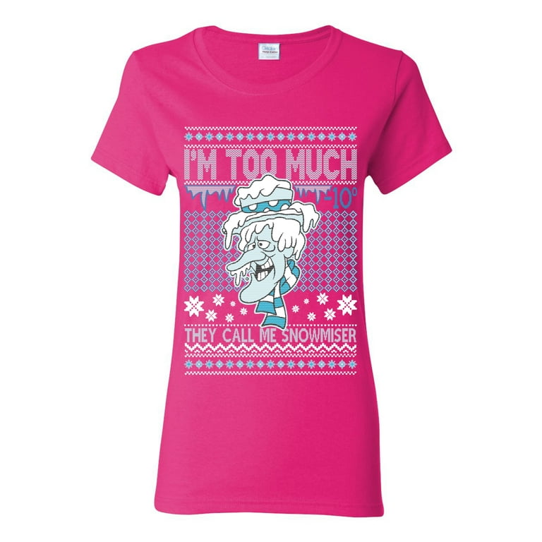 Wild Bobby They Call Much Too X-Large Me Tee, Snowmeiser Christmas Women Graphic Fuschia, Sweater Ugly I\'m