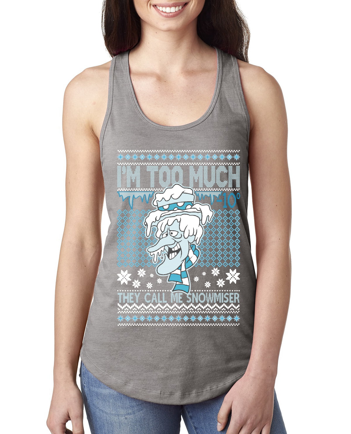 Wild Bobby They Call Me Snowmeiser I'm Too Much Ugly Christmas Sweater  Women Racerback Tank Top, Heather Grey, Large