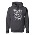 thumbnail image 1 of Wild Bobby This Girl Runs On Coffee And Jesus Inspirational/Christian Unisex Graphic Hoodie Sweatshirt, Charcoal, X-Large, 1 of 5