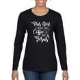 thumbnail image 1 of Wild Bobby This Girl Runs On Coffee And Jesus Inspirational/Christian Women Graphic Long Sleeve Tee, Black, Small, 1 of 5