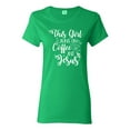 thumbnail image 1 of Wild Bobby This Girl Runs On Coffee And Jesus Inspirational/Christian Women Graphic Tee, Kelly, Medium, 1 of 5