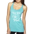 thumbnail image 1 of Wild Bobby This Girl Runs On Coffee And Jesus Inspirational/Christian Women Tri-Blend Racerback Tank Top, Tahiti Blue, Medium, 1 of 5