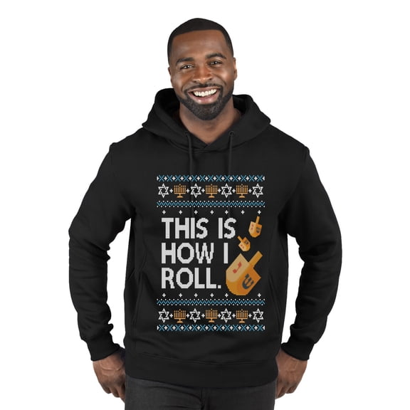 Wild Bobby This Is How I Roll Dreidel Hanukkah Sweater | Holiday Premium Graphic Hoodie Sweatshirt