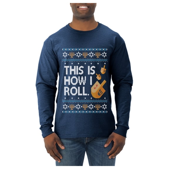 Wild Bobby This Is How I Roll Dreidel Hanukkah Sweater | Holiday Unisex Men Long Sleeve Shirt