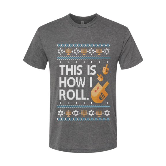 Wild Bobby This Is How I Roll Dreidel Hanukkah Sweater | Holiday Unisex Men Premium Tri Blend Tee