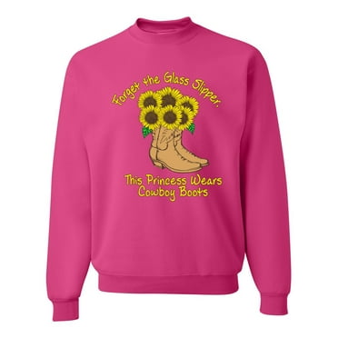 Wild Bobby, This Princess Wears Cowboy Boots, Pop Culture, Unisex Crewneck Graphic Sweatshirt, Fuschia, Large