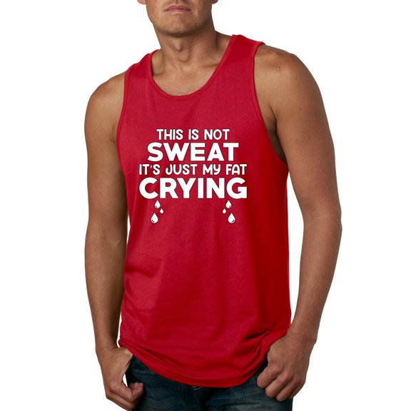 Wild Bobby, This is Not Sweat Its Just My Fat Crying, Gym/Workout, Men Graphic Tank Top, Red, Small
