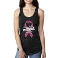 thumbnail image 1 of Wild Bobby, This is What a Warrior Looks Like Ribbon Pink Breast Cancer Awareness Women Racerback Tank Top, Black, Small, 1 of 7