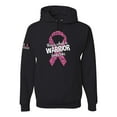 thumbnail image 1 of Wild Bobby, This is What a Warrior Looks Like Ribbon Pink USA Flag Sleeve Breast Cancer Awareness Unisex Hoodie Sweatshirt, Black, Small, 1 of 6
