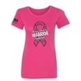 thumbnail image 1 of Wild Bobby This is What a Warrior Looks Like Ribbon Pink USA Flag Sleeve Breast Cancer Awareness Women Slim Fit Junior Tee, Raspberry, Small, 1 of 6
