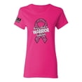 thumbnail image 1 of Wild Bobby This is What a Warrior Looks Like Ribbon Pink USA Flag Sleeve Breast Cancer Awareness Women Tee, Fuchsia, XX-Large, 1 of 6