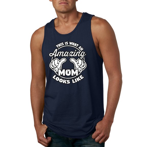 Wild Bobby, This is What an Amazing Mom Looks Like, Mother's Day, Men Graphic Tank Top, Navy, 3XL