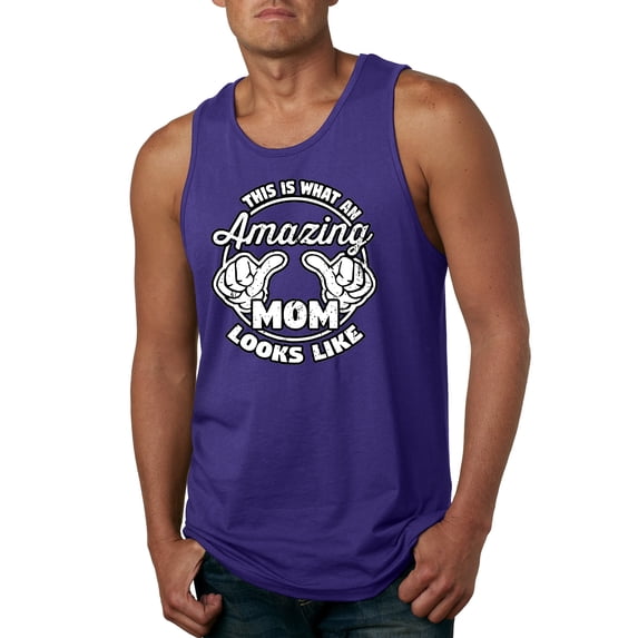 Wild Bobby, This is What an Amazing Mom Looks Like, Mother's Day, Men Graphic Tank Top, Purple, 3XL