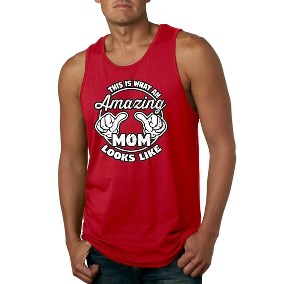 Wild Bobby, This is What an Amazing Mom Looks Like, Mother's Day, Men Graphic Tank Top, Red, Medium