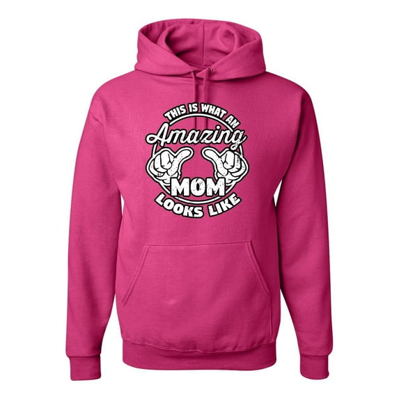 Wild Bobby, This is What an Amazing Mom Looks Like, Mother's Day, Unisex Graphic Hoodie Sweatshirt, Fuschia, Large