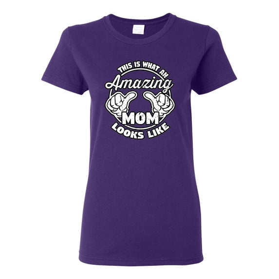 Wild Bobby, This is What an Amazing Mom Looks Like, Mother's Day, Women Graphic T-Shirt, Purple, Large