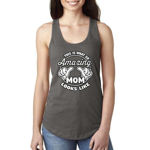 Wild Bobby, This is What an Amazing Mom Looks Like, Mother's Day, Women Racerback Tank Top, Dark Grey, Medium