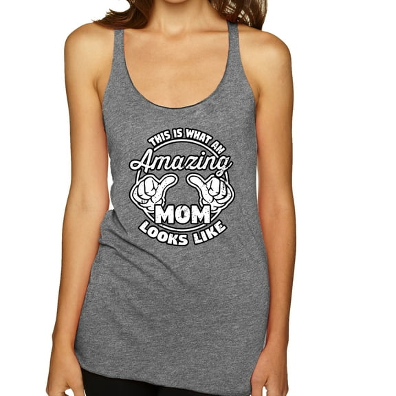 Wild Bobby, This is What an Amazing Mom Looks Like, Mother's Day, Women Tri-Blend Racerback Tank Top, Premium Heather, Large