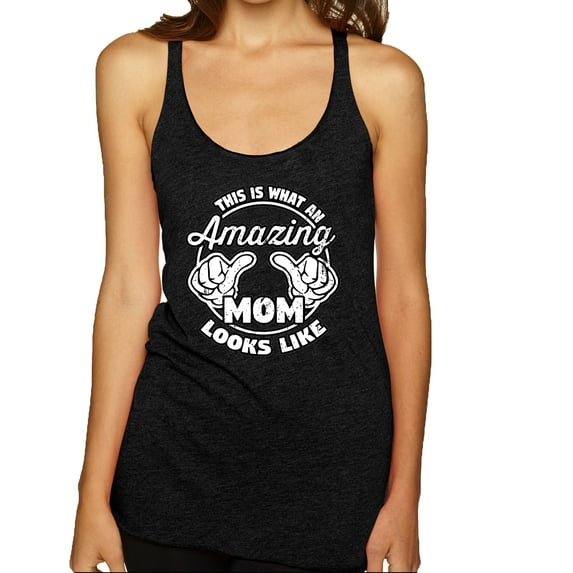 Wild Bobby, This is What an Amazing Mom Looks Like, Mother's Day, Women Tri-Blend Racerback Tank Top, Vintage Black, Medium