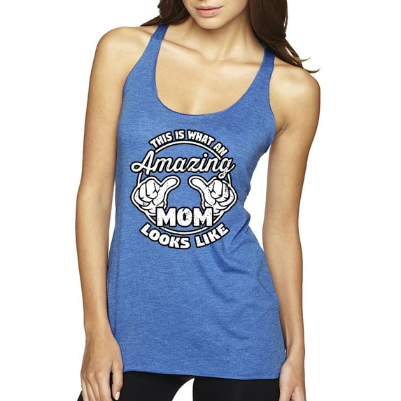Wild Bobby, This is What an Amazing Mom Looks Like, Mother's Day, Women Tri-Blend Racerback Tank Top, Vintage Royal, X-Large