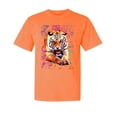 thumbnail image 1 of Wild Bobby, Tiger Growling Colorful Trippy, Animal Lover, Garment-Dyed Washed Look Short Sleeve T-Shirt, Neon Orange, 2XL, 1 of 3