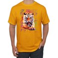 thumbnail image 1 of Wild Bobby, Tiger Growling Colorful Trippy Tie Dye Animal Lover Men's Graphic T-Shirt, Gold, Medium, 1 of 3