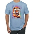 thumbnail image 1 of Wild Bobby, Tiger Growling Colorful Trippy Tie Dye Animal Lover Men's Graphic T-Shirt, Light Blue, 3XL, 1 of 3
