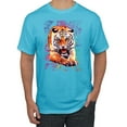 thumbnail image 1 of Tiger Growling Colorful Trippy Tie Dye Animal Lover Men's Graphic T-Shirt, Light Turquoise, X-Large, 1 of 3